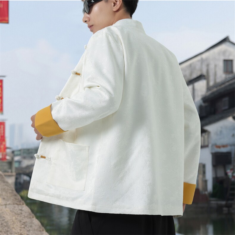 男士外套浮雕梅花夹克盘扣立领唐装风XZ1512-2504单夹克-P80,男装夹克,星座1512