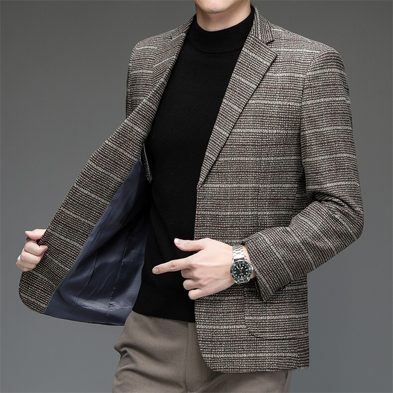 BV8102钱塘2020-2秋冬男士西装时尚格纹休闲西服外套主推款P125,男装西服,钱塘207-2