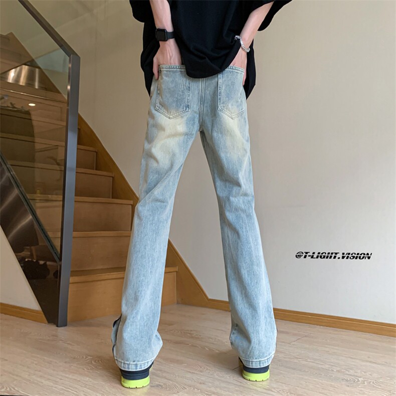 B221美式ins高街暗黑小众拉链破洞牛仔裤LK23076-P65控88,男装牛仔裤,电商B221