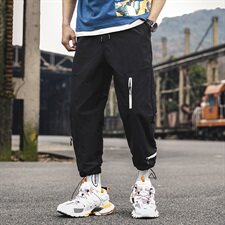 裤子男潮流百搭九分束脚裤子春季青少年ins休闲工装裤DS355T，男装休闲裤，电商A102
