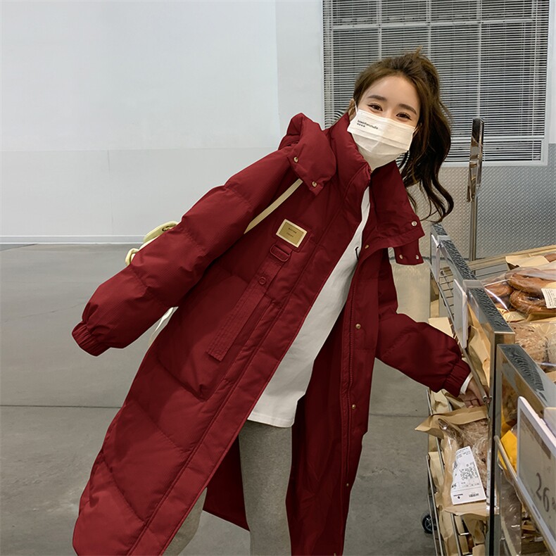 独特超好看本命年红色中长款羽绒棉服女冬2024新款爆款棉衣袄外套,女装棉衣/棉服,2C037