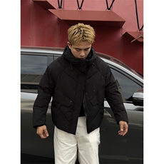 B07/P108控148冬季潮牌解构连帽工装式冲锋衣棉衣外套男黑首1，男装夹克，星座305B