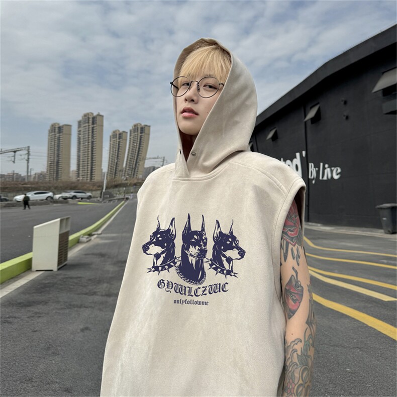 麂皮绒连帽背心坎肩男T恤美式港风JLB425-P30控48,男装背心/马甲,电商B370
