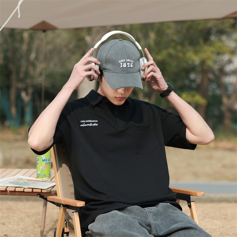 美式夏季新款Polo衫男士半袖日系潮牌男装宽松短袖t恤PL143-P45，男装Polo衫，星座1109-1