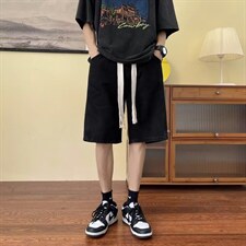 夏季薄款宽松潮流五分裤港风ins复古织带牛仔短裤男K4417-P32，男装牛仔裤，星座512-2