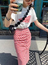 格子半裙?拼格T高级感十足，女装半身裙，Alissa Lin