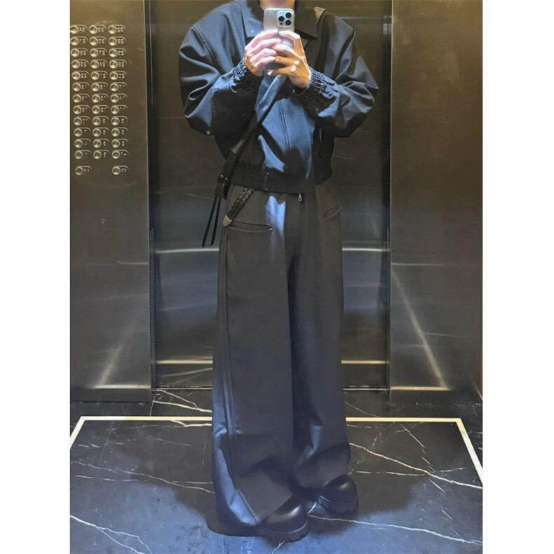 【网图】cleanfit简约短款垫肩夹克高级感boxy翻领外套XZ-255-P75,男装夹克,星座1007（原301D）