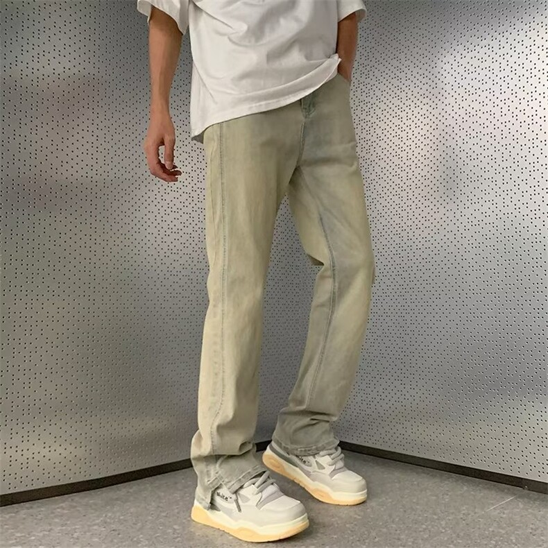 美式vibe裤子高街水洗牛仔裤男设计感小众拉链裤N754P55,男装牛仔裤,星座1116-2