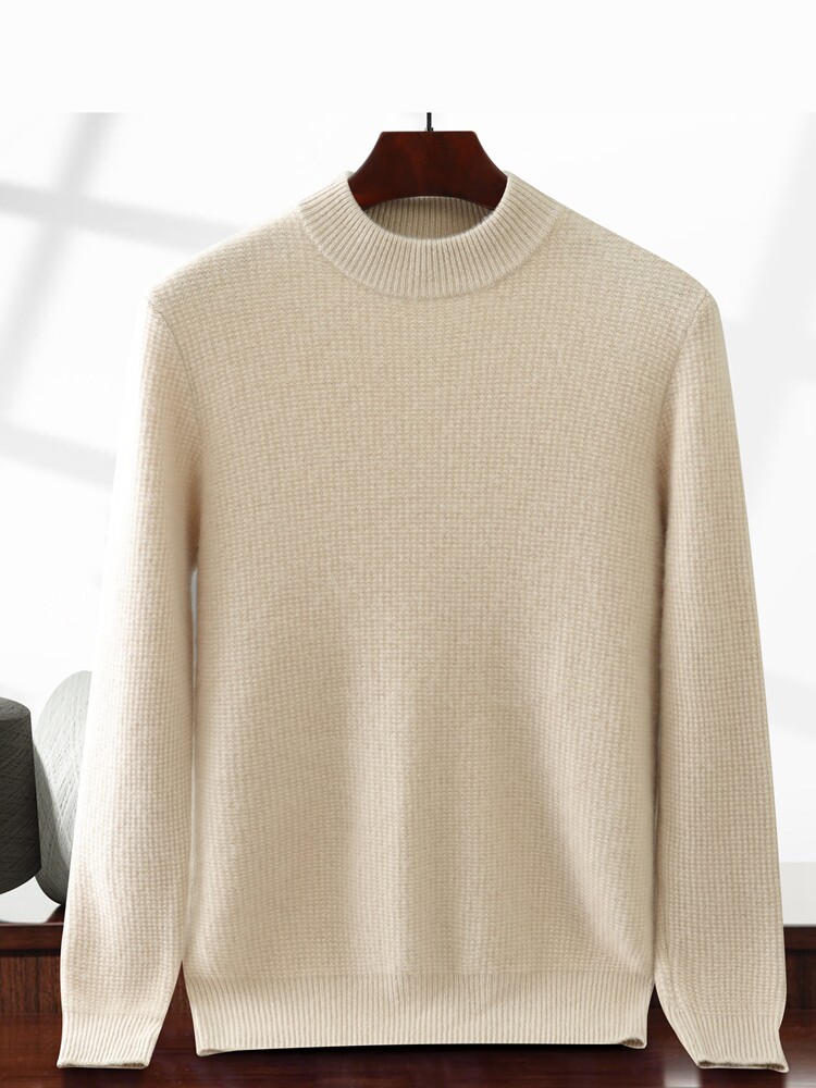 2025年秋季新款男士圆领针织毛衣休闲时尚通勤，男装羊绒套衫，绒创羊绒