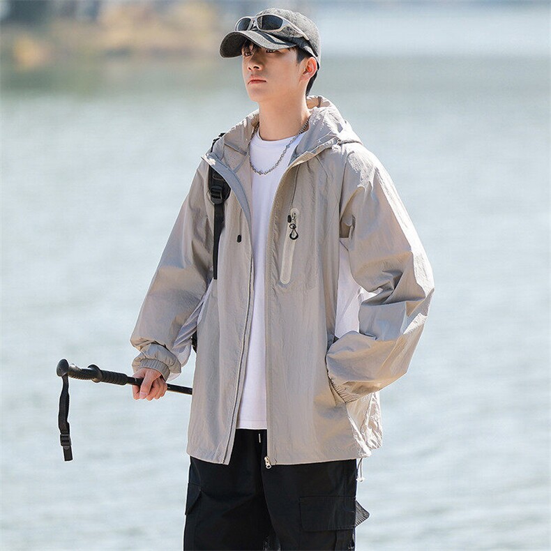 夏季中性风高品质50D尼龙皱时尚纯色防晒衣DSA157B-F7734-P55，男装防晒衣，电商A157B