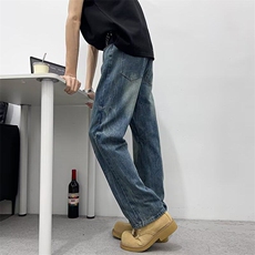 D35-P50港风潮男夏季新款牛仔裤嘻哈ins高街潮流痞帅长裤，男装牛仔裤，星座617A-1（原B318A）