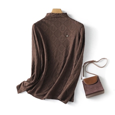 现货充足！！！2022年冬季新款字母提花加绒加厚时尚保暖打底衫，女装针织衫/毛衣，奕薇雅