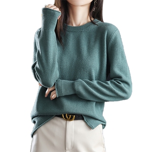 秋冬显瘦毛衣女宽松休闲打底针织圆领羊毛衫上衣图片