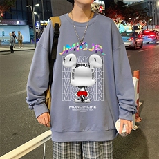 S6214-P28加绒款-P33秋季圆领卫衣男大码韩版宽松长袖外套，男装卫衣，电商A040