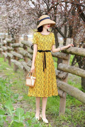 现货，棉麻连衣裙，女装连衣裙，金典明美