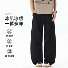 NASAAJPLAY夏季美式冰丝弯刀廓形伞兵裤肌理褶皱工装休闲裤长裤，女装休闲裤，星座1206（原A206）