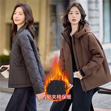 2025年冬季可脱卸两件套休闲连帽短款外套，女装棉衣/棉服，文熹诺