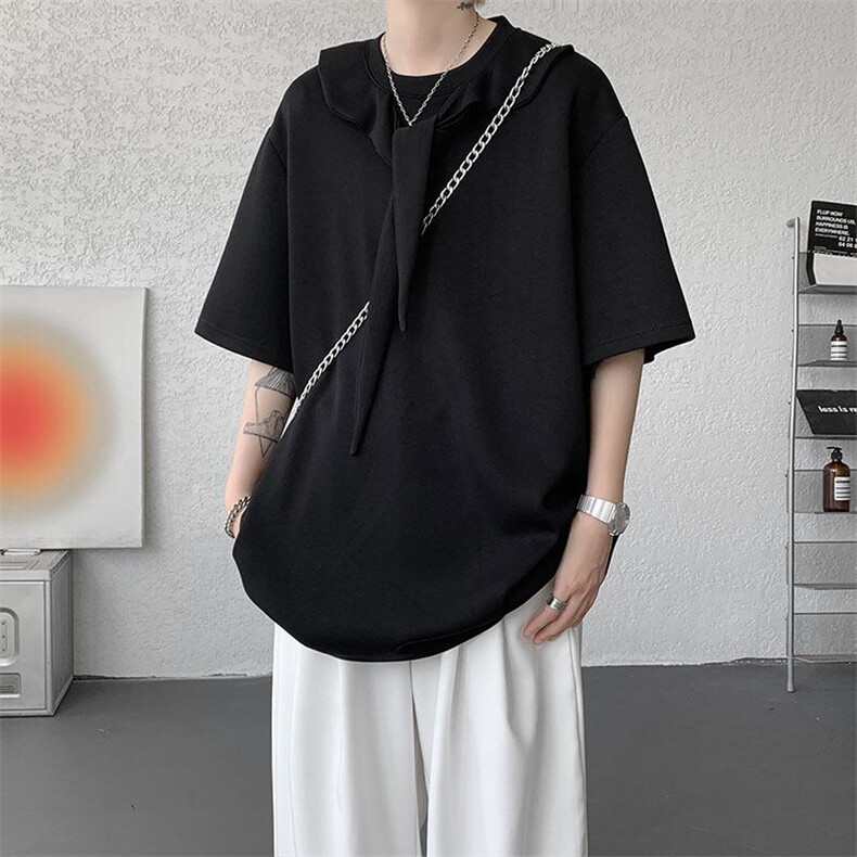T10122-特批35 控68 高品质宽松设计感夏季百搭痞帅大码T恤短袖图片