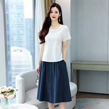 棉麻两件套连衣裙女夏2023年新款女装小个子时尚休闲洋气套装裙子，女装套装/套裙，牡丹诺