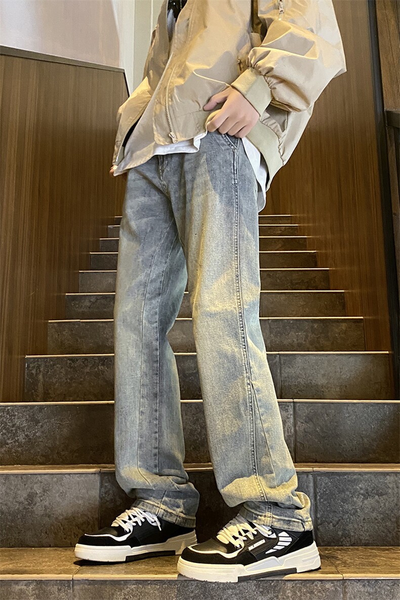 美式高街潮流拼接复古牛仔裤宽松休闲裤S2366-P60,男装牛仔裤,星座717