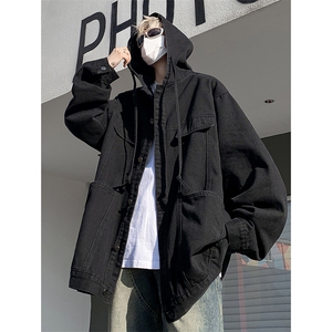 潮牌ins风牛仔上衣宽松设计学生外套痞帅韩版夹克衫HY482P95控139图片
