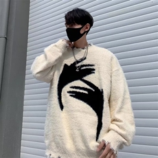 潮美式圆领毛衣男女秋冬季慵懒风情侣装潮牌宽松针织衫上衣，男装针织衫/毛衣，星座716-4