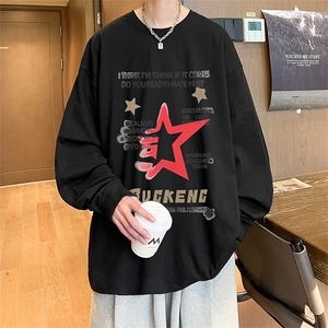直播品质 秋冬重磅潮牌嘻哈美式印花纯棉长袖T恤打底衫CT390特P28图片