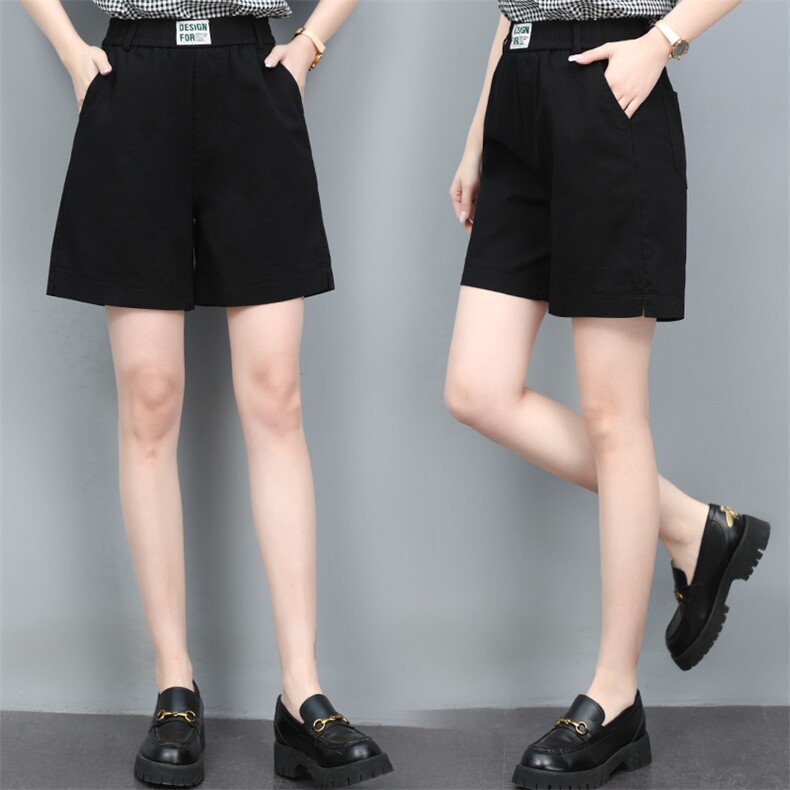 短裤女夏季2022新款外穿洋气阔腿松紧纯棉宽松休闲裤，女装短裤/热裤，涵誉