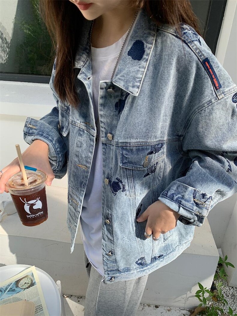 现货刺绣牛仔外套，其它，墨写