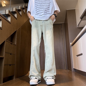 美式高街vibe裤子牛仔裤男直筒工装微喇裤N390-P46图片