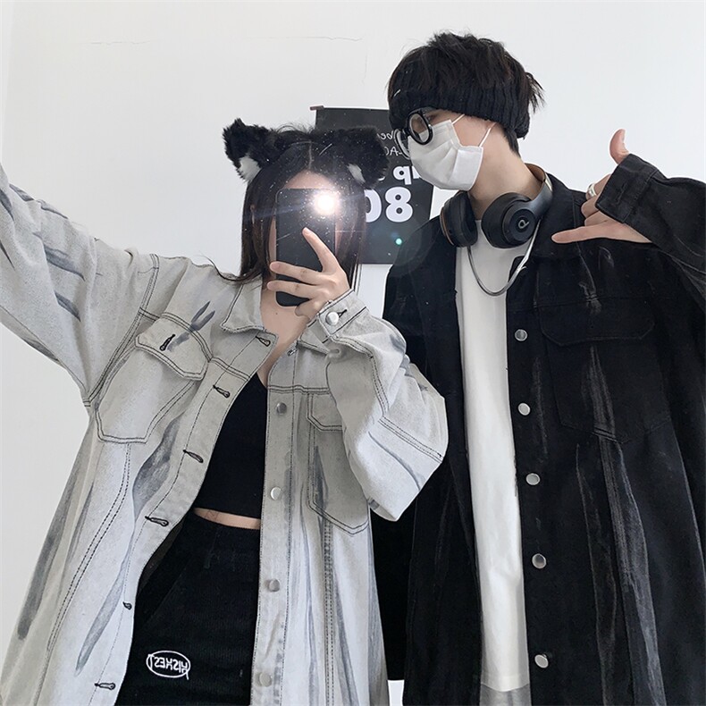 牛仔外套男扎染韩版潮流2024春秋新款ins宽松百搭帅夹克W3298-P65,男装夹克,星座412