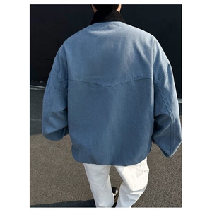 高质量洗水新春季拼接翻领飞行服外套男女水洗宽松高街百搭夹克图片