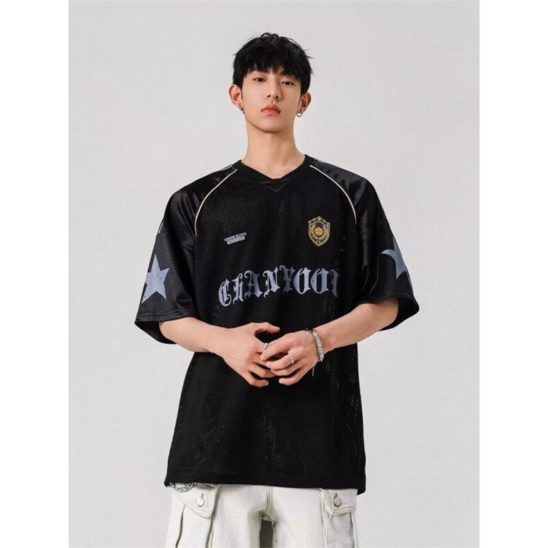 网络图现货美式运动潮牌网眼透气印花拼色球衣短袖T恤JCT62-P45,男装T恤,星座715-7