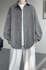 8XL-M人字纹小香风衬衫男生春秋衬衣宽松慵懒垂感外套CS29008P45，男装衬衫，电商B312