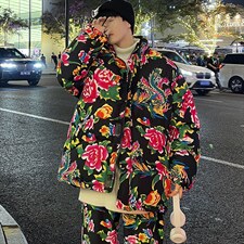 MY203东北大花加厚保暖防寒风汉服棉衣外套机车服棉袄男女潮，男装棉衣，星座115A(原星座507）