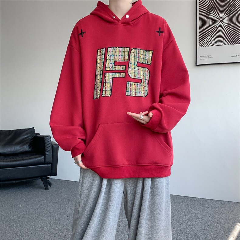重磅贴布刺绣卫衣大码春秋连帽衫硬挺外套美式休闲上衣WY9108/P65,女装短外套,电商B238
