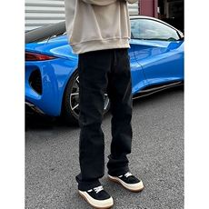有货。高街cleanfit裤子黑色牛仔裤男修身微喇vibe裤子RK3367-P42，男装牛仔裤，星座412-3