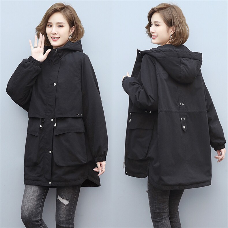 2020冬季新款中长款休闲加绒加厚派克服保暖舒适派克服,女装派克服,独衣靓