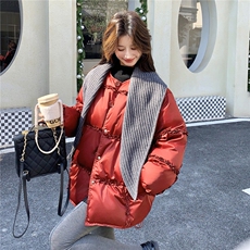 现货：冬季新款韩系披肩设计感拼接花边羽绒服2C135-8961P295K428，女装羽绒服，2C135