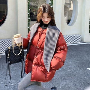 现货：冬季新款韩系披肩设计感拼接花边羽绒服2C135-8961P295K428图片