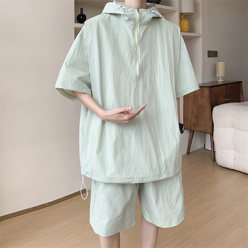 8XL-M休闲运动套装大码工装短袖冰丝薄款连帽户外防晒衣TZ1701P68图片