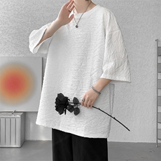 D004-P352025夏季新款特殊面料短袖t恤男士大码港风半袖潮M-5XL，男装T恤，电商B280-1（原A049）