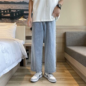 夏季破洞裤子男潮流百搭ins港风嘻哈牛仔裤宽松直筒潮牌NK159-P45,男装牛仔裤,星座1008-2