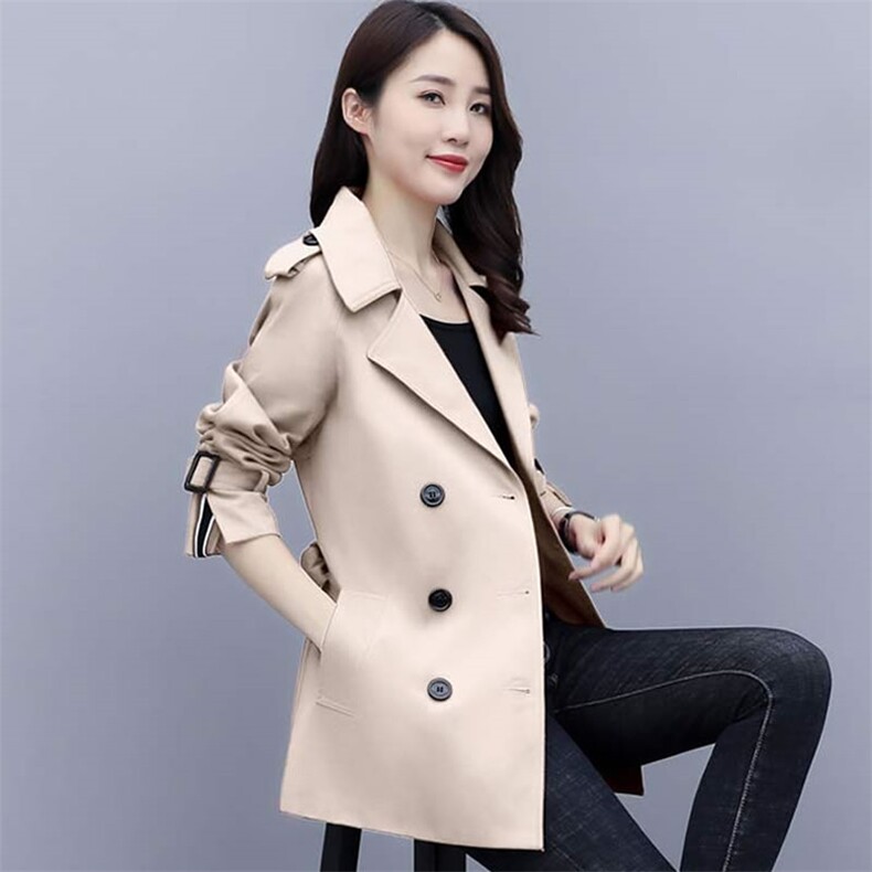 小个子风衣百搭气质2025春秋新款显高矮个子修身收腰短款外套女,女装风衣,韩蔻秀