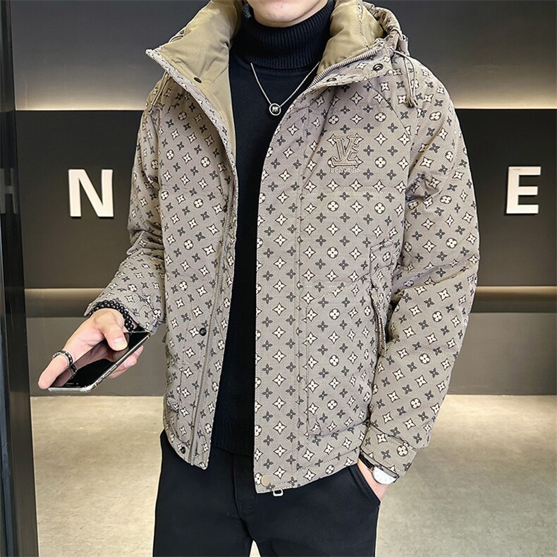 新款暗花皮羽绒服男休闲花纹外套-控劵后288A329-YR9866-P205,男装羽绒服,电商A329
