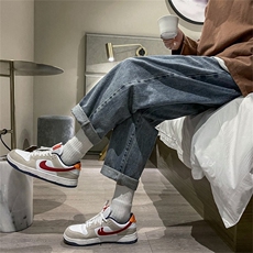 慵懒松弛感牛仔裤男款春秋季美式高街阔腿裤子潮牌百搭九分休闲裤，男装牛仔裤，电商A080