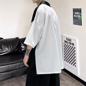 新款夏季禁欲风短剧拼接男士撞色短衬衫 A125-C12-P35图片