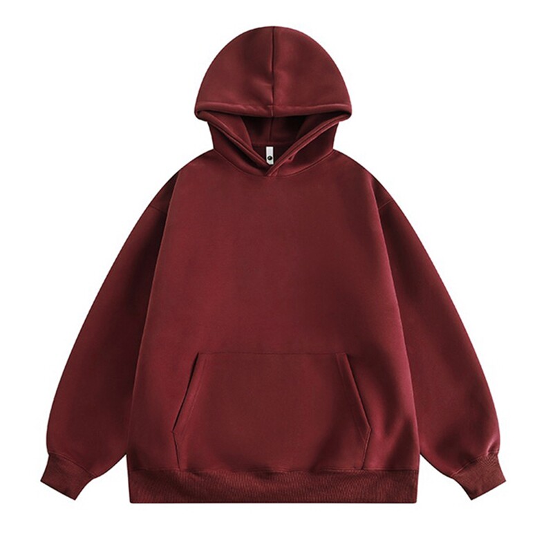 无帽绳版二开秋冬美式高街重磅曼巴棉纯色连帽卫衣外套X056，男装卫衣，电商A486