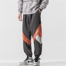 日系2023秋冬新款撞色拼接宽松束脚运动休闲潮牌裤子2111-P45控69图片