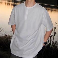 正肩拼接短袖T恤男款夏季美式高级感clenafit小领口半袖内搭上衣，男装T恤，星座310A-4
